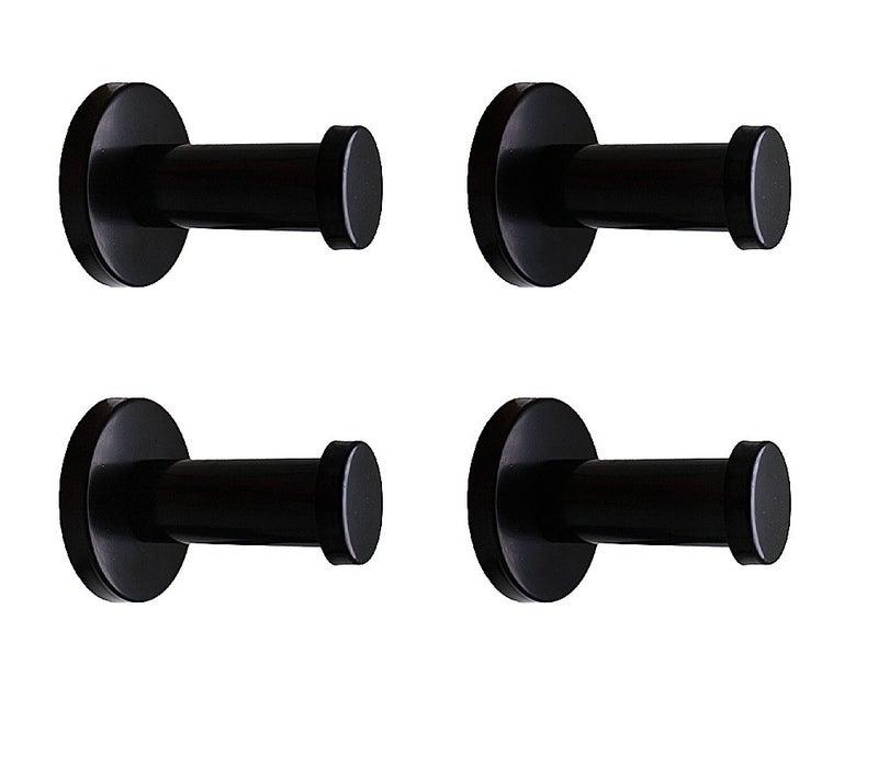 NELXULAS Classic Black Stainless Steel Single Super Heavy Duty Wall Mount Hook, Bath Towel Hooks, Coat Hanger (2", 4 PCS) - Image 1